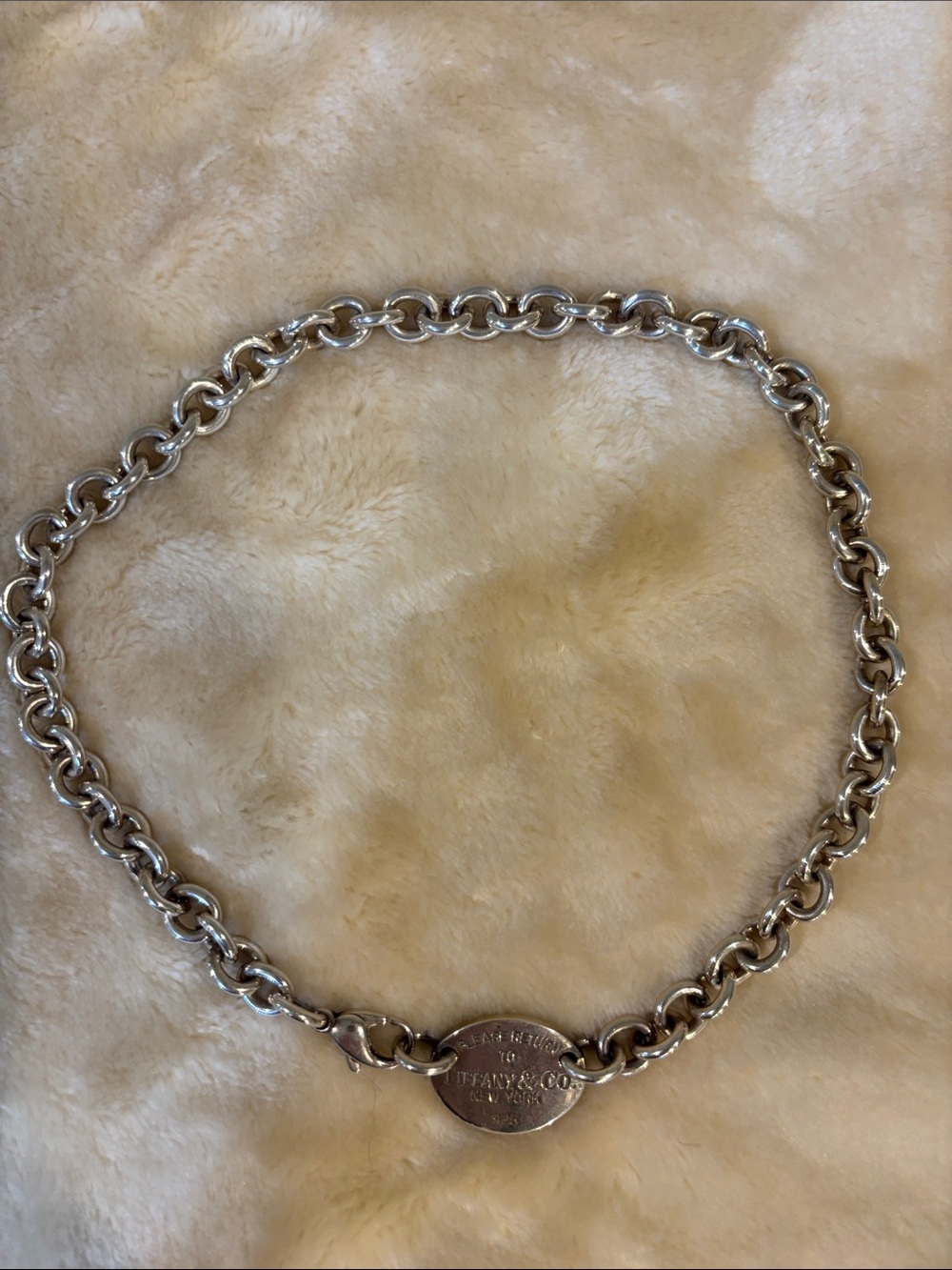 Tiffany & Co. Sterling Silver Round Tag Link Necklace - Silver